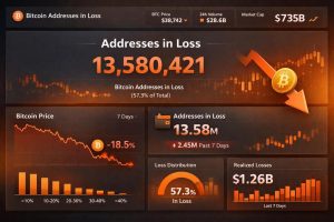 glassnode révèle que plus de 13,5 millions d’adresses bitcoin sont actuellement en perte, mettant en lumière la situation des investisseurs dans le marché des cryptomonnaies.