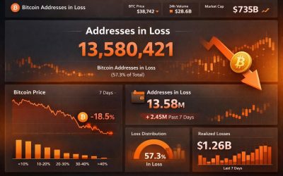 glassnode révèle que plus de 13,5 millions d’adresses bitcoin sont actuellement en perte, mettant en lumière la situation des investisseurs dans le marché des cryptomonnaies.